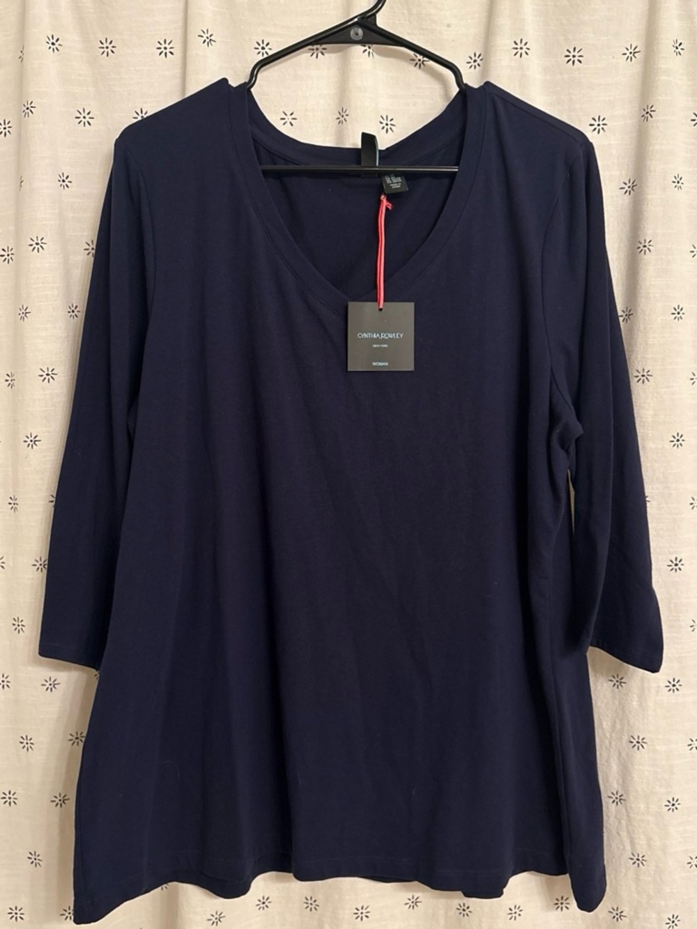 Cynthia Rowley Navy V-Neck Long Sleeve Top